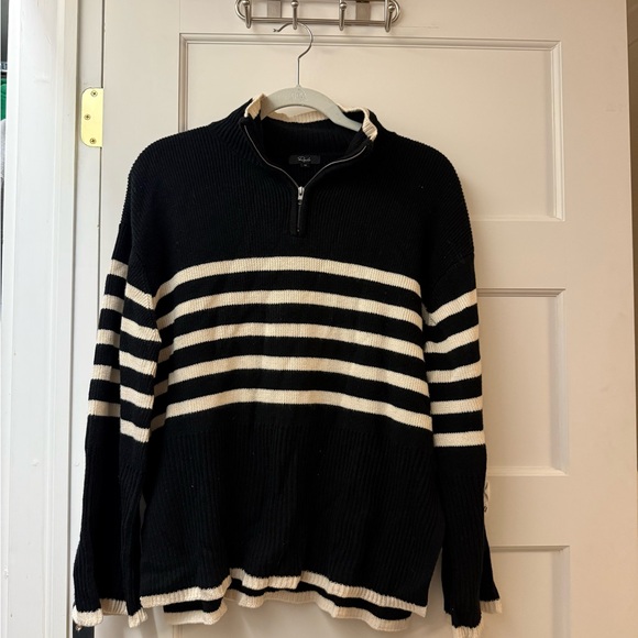 Rails Sweaters - Rails Tessa Sweater in Onyx Ivory Stripe